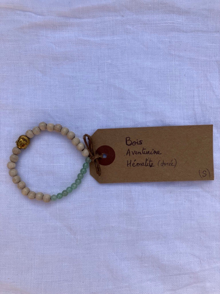 Bracelet cohérence cardiaque Bois Aventurine Hématite simple